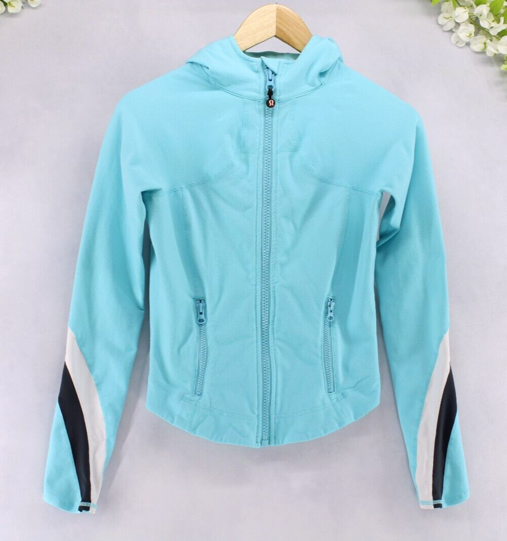 Lululemon Sz 4 Half Moon Cropped Jacket Angel Blue Full Zip Hooded